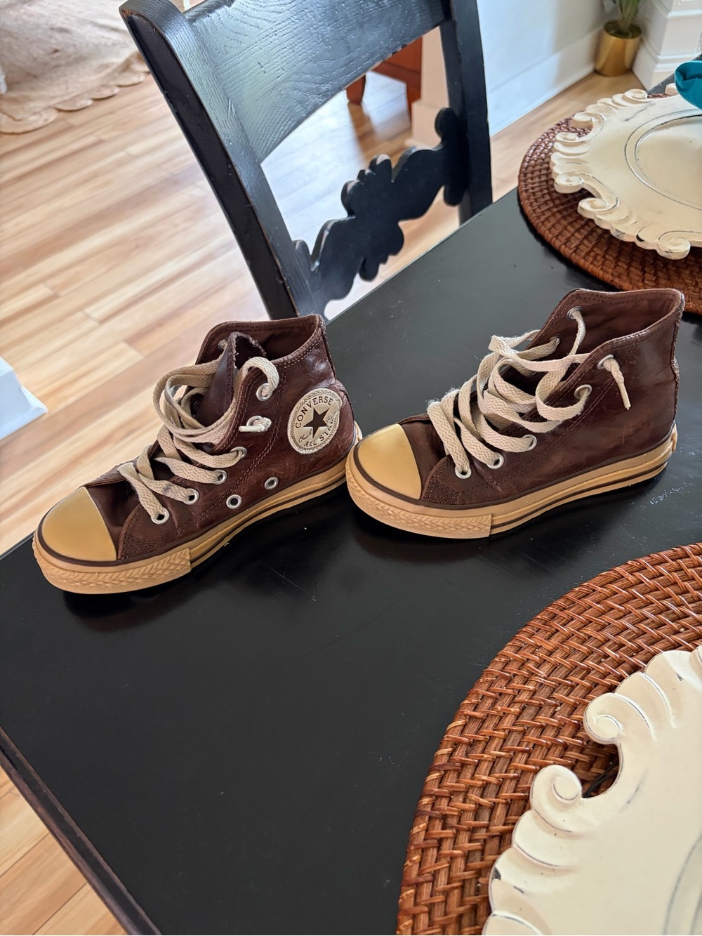 Converse Kids High-Top Sneakers in Brown and Tan